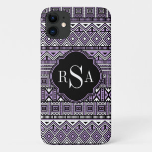 Mit Monogramm Lila Schwarzes Stammmuster Case-Mate iPhone Hülle