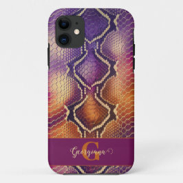 Mit Monogramm Lila und goldene Schlangenhaut Case-Mate iPhone Hülle
