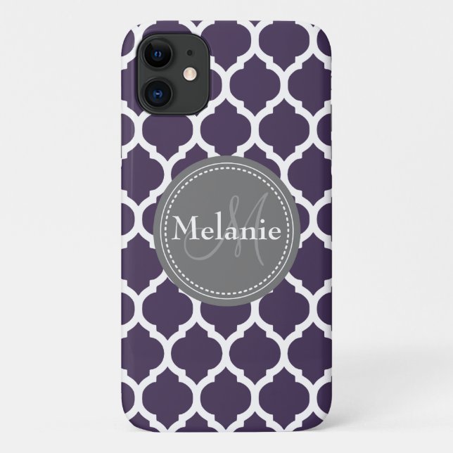 Mit Monogramm Lila und graue Folie Case-Mate iPhone Hülle (Rückseite)