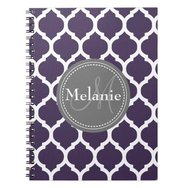Mit Monogramm Lila und graue Folie Notizblock (Vorderseite)