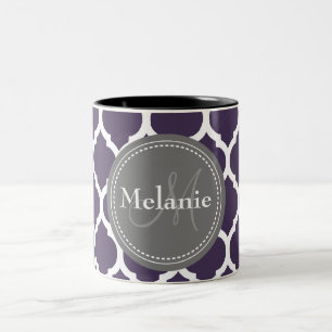 Mit Monogramm Lila und graue Folie Zweifarbige Tasse