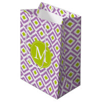 Mit Monogramm Lila und grüne Diamanten Ikat-Muster