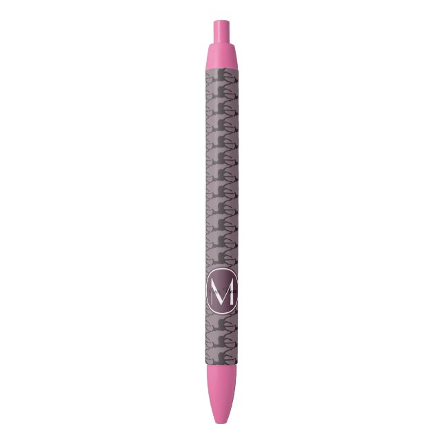 Mit Monogramm Lila Violet Hirsch Personalisiert |  Kugelschreiber (Vorderseite Vertikal)