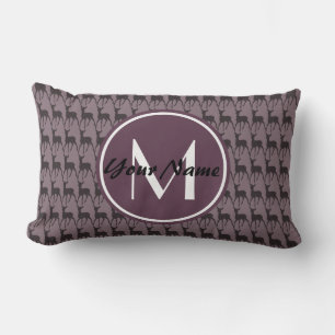 Mit Monogramm Lila Violet Hirsch Personalisiert Lendenkissen