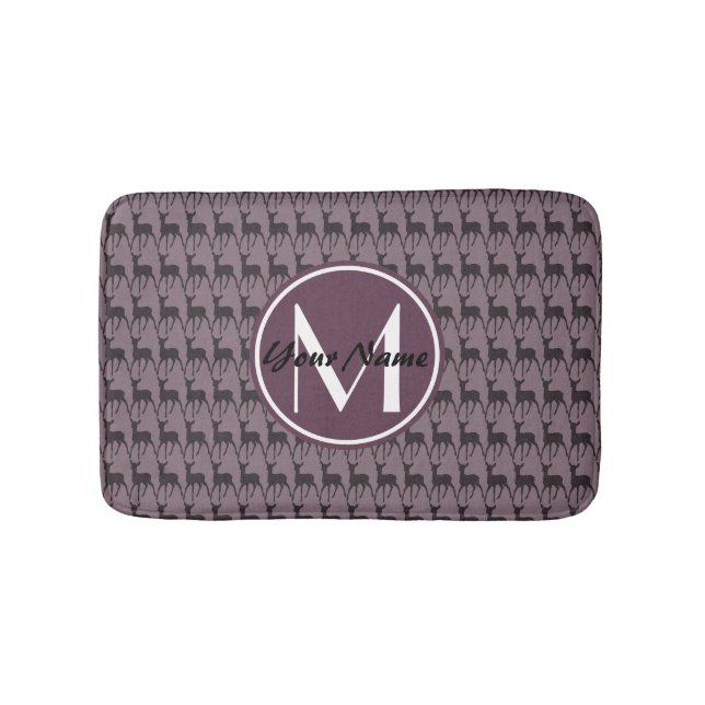 Mit Monogramm Lila Violet Hirsch Personalisiert N2 Badematte (Vorderseite)