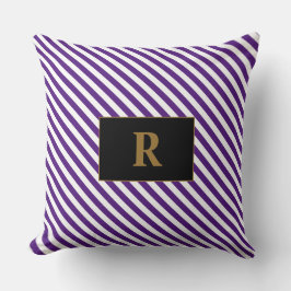 Mit Monogramm Lila/weiße Streifen Kissen