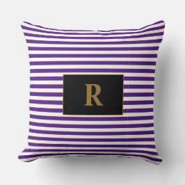 Mit Monogramm Lila/weiße Streifen Kissen
