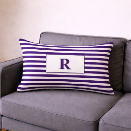 Mit Monogramm Lila/weiße Streifen Lendenkissen
