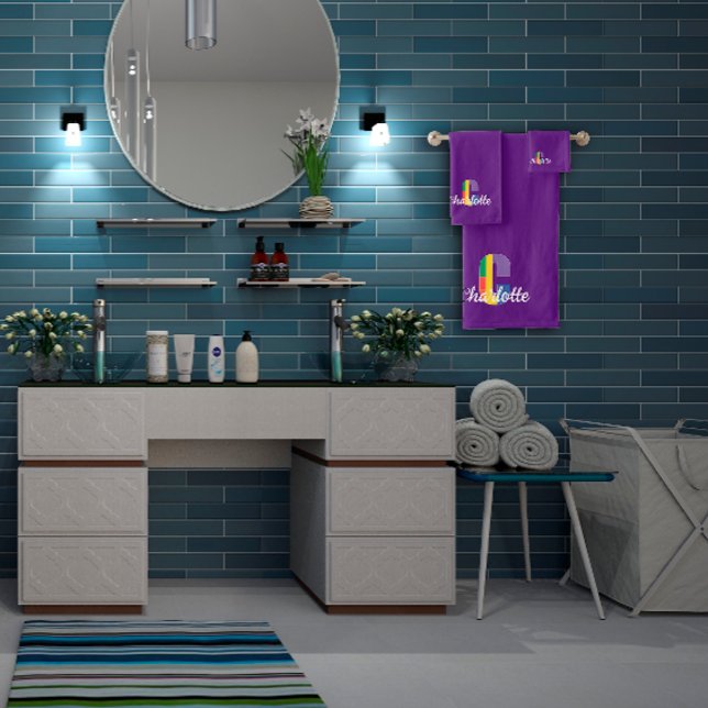 Mit Monogramm lila Zeichen C Badhandtuch Set (Von Creator hochgeladen)