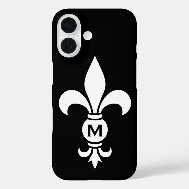 Mit Monogramm Lilie Einfach Schwarz und Weiß Case-Mate iPhone Hülle (Rückseite)