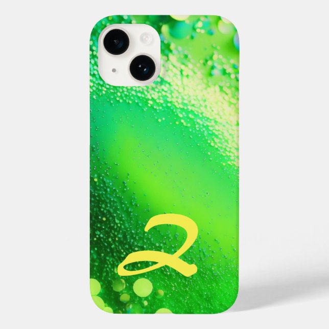 Mit Monogramm Lime Green Glitzer Case-Mate iPhone Hülle (Rückseite)