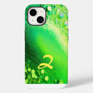 Mit Monogramm Lime Green Glitzer iPhone 14 Hülle