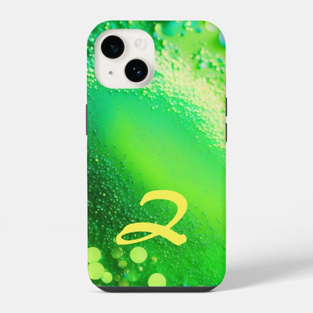 Mit Monogramm Lime Green Glitzer iPhone Hülle (Rückseite)