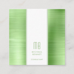 Mit Monogramm Lime Green Metallic Foil Consultant Quadratische Visitenkarte