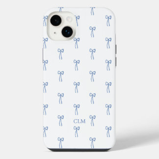 Mit Monogramm Little Bow Blue iPhone 14 Plus Hülle