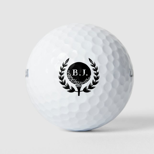 Mit Monogramm Logo für Weißes Schwarz Golfball (Vorderseite)
