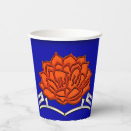 Mit Monogramm Lotus Blossom - Blau, Rot, Silber Pappbecher