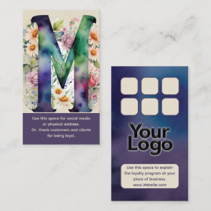 Mit Monogramm M Daisy Floral Watercolor Logo-Stunc Visitenkarte