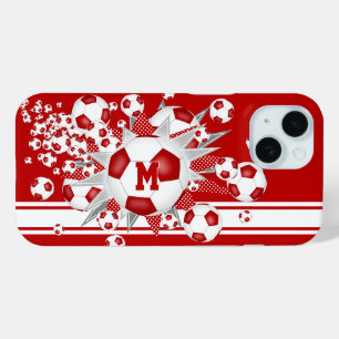 mit Monogramm Mädchenfußball in Rot Case-Mate iPhone Hülle