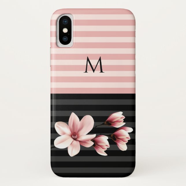 Mit Monogramm Magnolien Case-Mate iPhone Hülle (Rückseite)