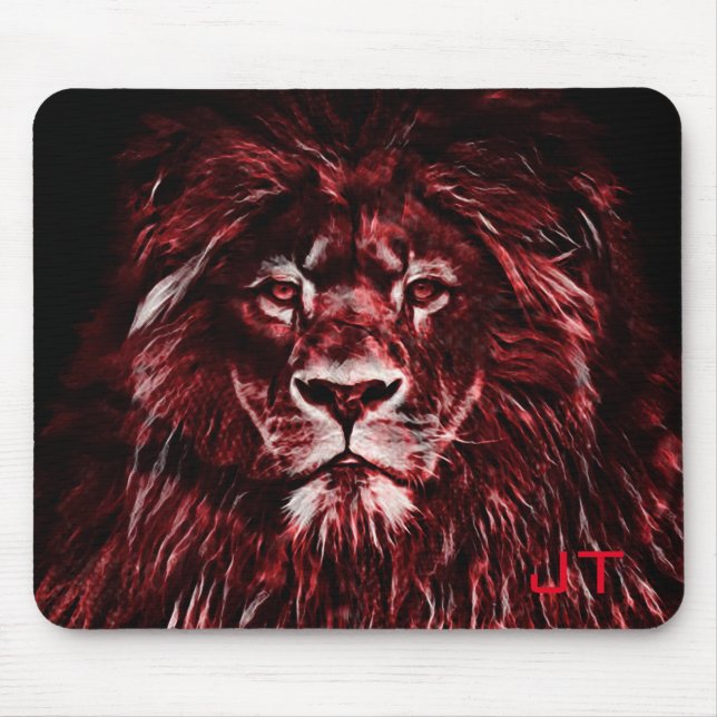 Mit Monogramm Majestic Red Lion Mousepad (Vorne)