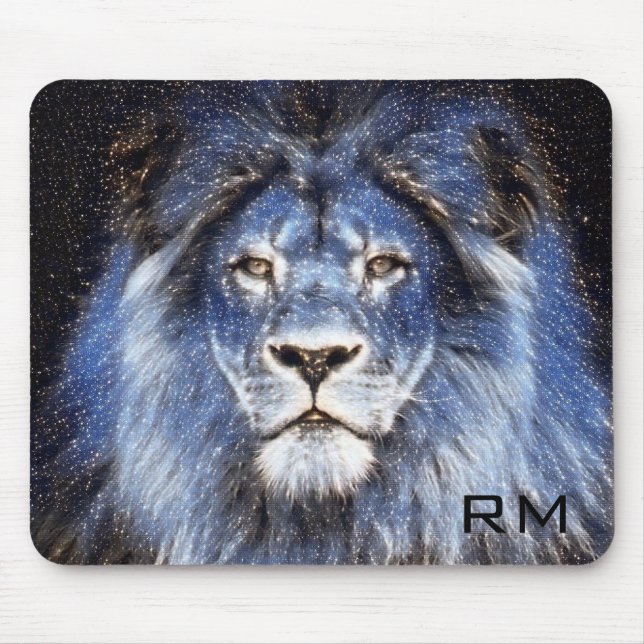 Mit Monogramm Majestic Sparkle Lion Mousepad (Vorne)