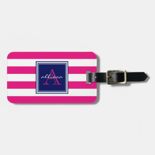 Mit Monogramm Markierungsstreifen in Hot Pink Gepäckanhänger