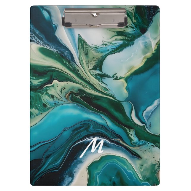 Mit Monogramm Marmorresin Klemmbrett (Vorderseite)