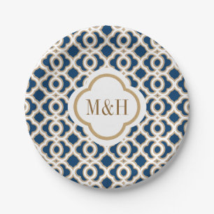 Mit Monogramm marokkanische Hochzeit Pappteller