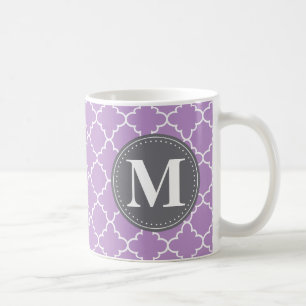 Mit Monogramm marokkanisches Gitter in Lilac / Gra Tasse