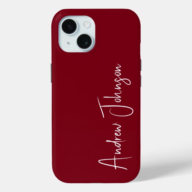Mit Monogramm Maroon Case-Mate iPhone Hülle (Rückseite)