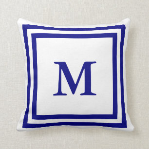 Mit Monogramm Marsch Blau und Weiß Kissen