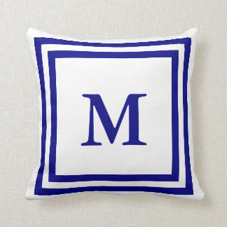 Mit Monogramm Marsch Blau und Weiß Kissen