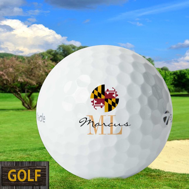 Mit Monogramm Maryland Flag & Maryland, USA Golf Golfball (Von Creator hochgeladen)