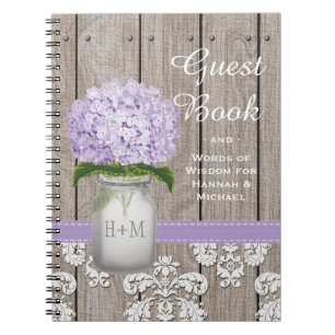 Mit Monogramm Maurer-Glaslila Hydrangea-Gast-Buch Notizblock