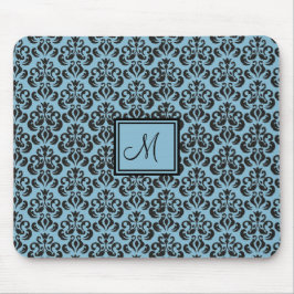 Mit Monogramm Maus-Pad in Sky Blue und Black Damas Mousepad