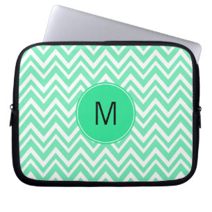 Mit Monogramm Meeresschutzmuster Green Ziggag Laptopschutzhülle