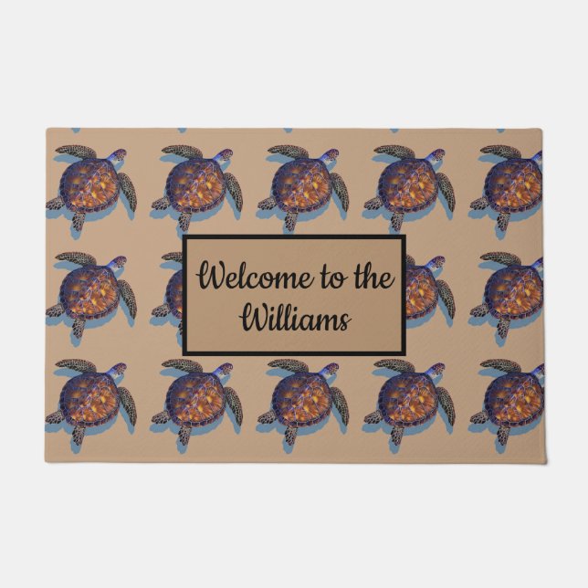 Mit Monogramm Meerschildkrötenmatte Fußmatte (Vorderseite)