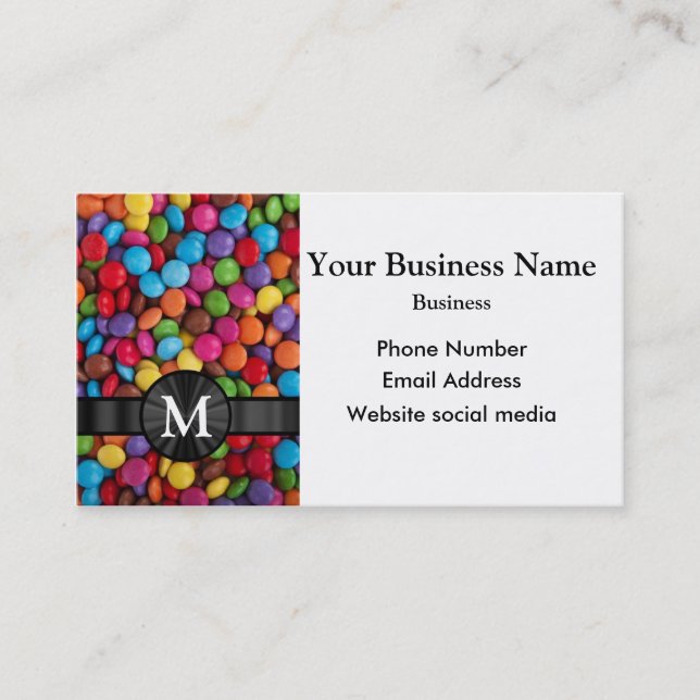 Mit Monogramm mehrfarbige Süßigkeit oder süßes Visitenkarte (Vorderseite)