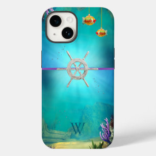 Mit Monogramm mehrfarbige Unterwasserszene mit Fis Case-Mate iPhone 14 Hülle
