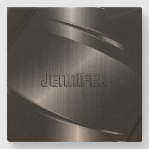 Mit Monogramm metallischer, rostfreier Stahllook Steinuntersetzer