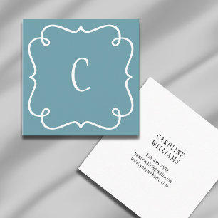 Mit Monogramm Minimal Trendy Feminine Aquamarin Quadratische Visitenkarte