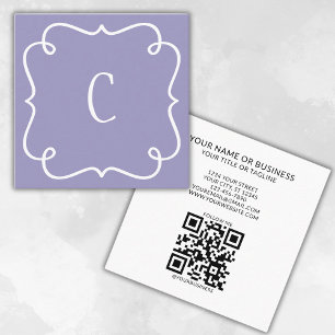 Mit Monogramm Minimal Trendy Lila QR Code Quadratische Visitenkarte