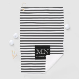 Mit Monogramm minimale, graue und weiße Streifen Golfhandtuch