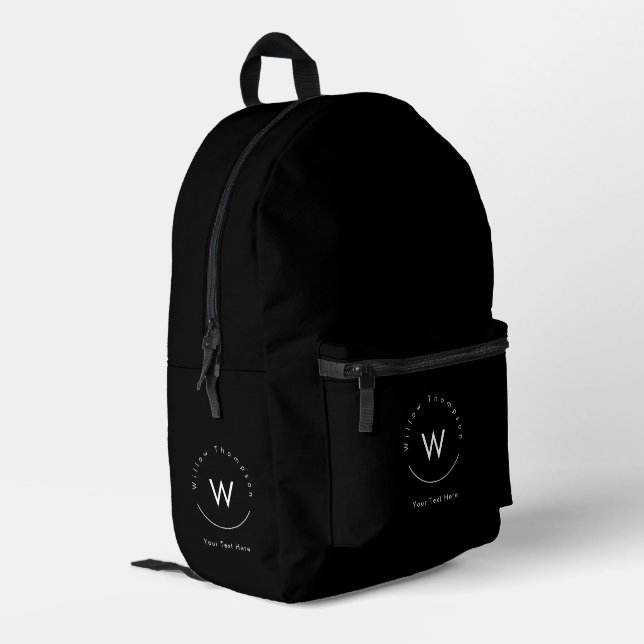 Mit Monogramm Minimalistin Bedruckter Rucksack (Rückseitige Ecke links)