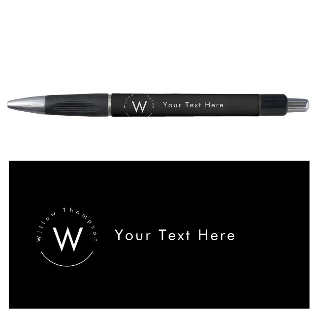 Mit Monogramm Minimalistin Kugelschreiber (Monogrammed Minimalistic Modern Black Pen)