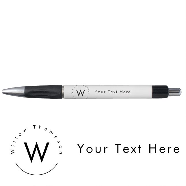 Mit Monogramm Minimalistin Kugelschreiber (Monogrammed Minimalistic Modern White Pen)