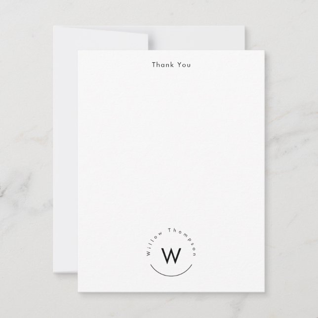 Mit Monogramm Minimalistin Mitteilungskarte (Vorderseite)