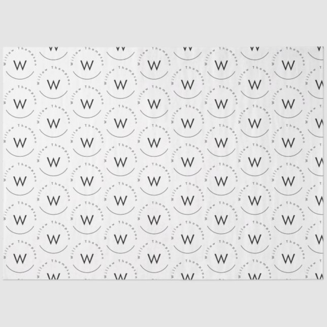 Mit Monogramm Minimalistin Seidenpapier (Vorderseite)