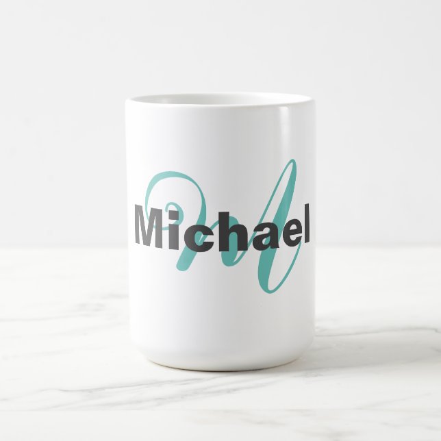 Mit Monogramm Minimalistische Schlicht Moderne Kaffeetasse (Mittel)